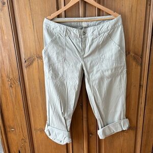 Michael Kors Women's Beige Casual Pants Roll Up Button Placket on Bottom